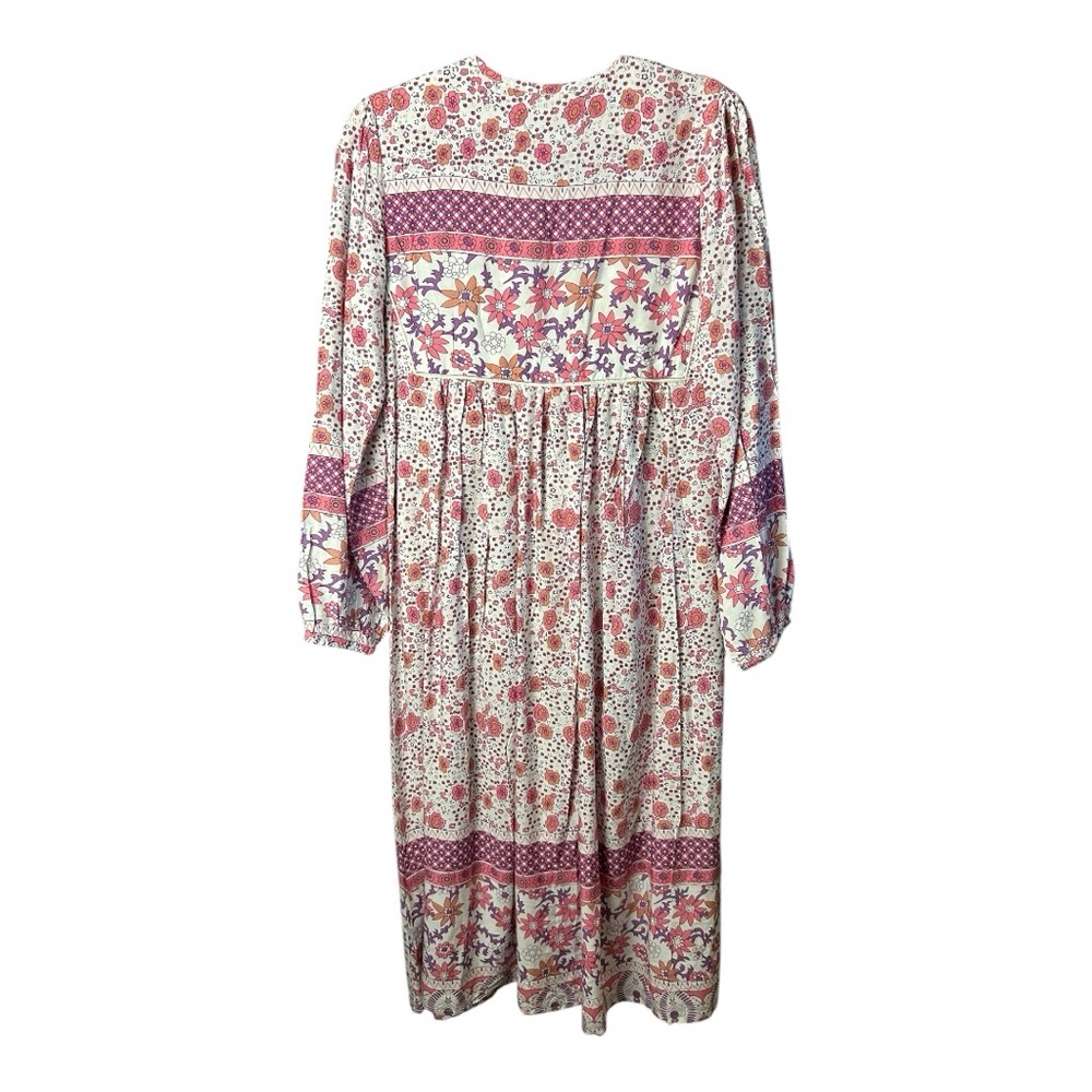 R.Vivimos Women's Floral Print Retro V Neck Tassel Bohemian Midi Dress Size XS - Picture 6 of 9
